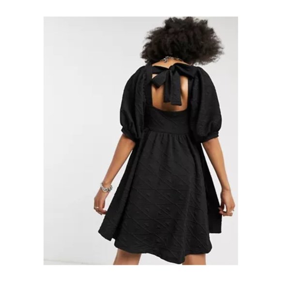 FREE PEOPLE -Violet" Mini Dress in Black Balloon Sleeve Small Whimsigoth - Picture 13 of 13